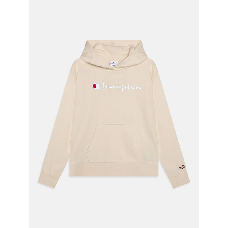 Sweat à capuche logo brodé beige fille - Champion