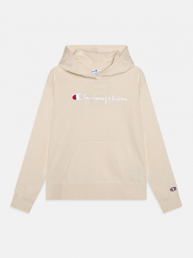 Sweat à capuche logo brodé beige fille - Champion