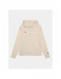 Sweat à capuche logo brodé beige fille - Champion