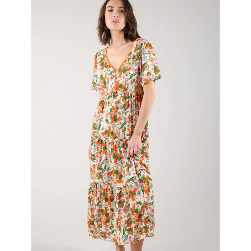 Robe mi-longue saori multicolore femme - Deeluxe