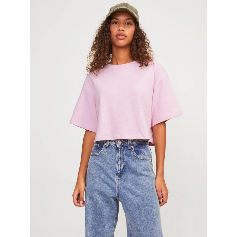 T-shirt crop linie loose rose femme - Jjxx