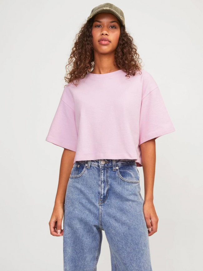 T-shirt crop linie loose rose femme - Jjxx