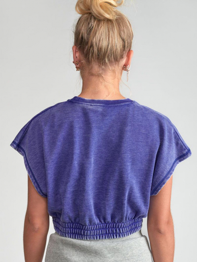 T-shirt crop naellegi bleu fille - Le Temps Des Cerises