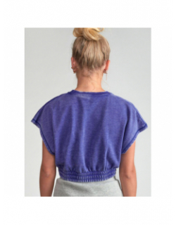 T-shirt crop naellegi bleu fille - Le Temps Des Cerises