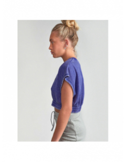 T-shirt crop naellegi bleu fille - Le Temps Des Cerises