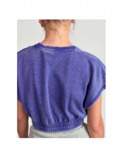 T-shirt crop naellegi bleu fille - Le Temps Des Cerises