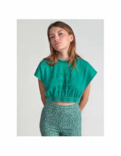 T-shirt crop naellegi vert fille - Le Temps Des Cerises