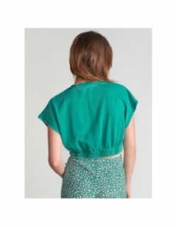 T-shirt crop naellegi vert fille - Le Temps Des Cerises