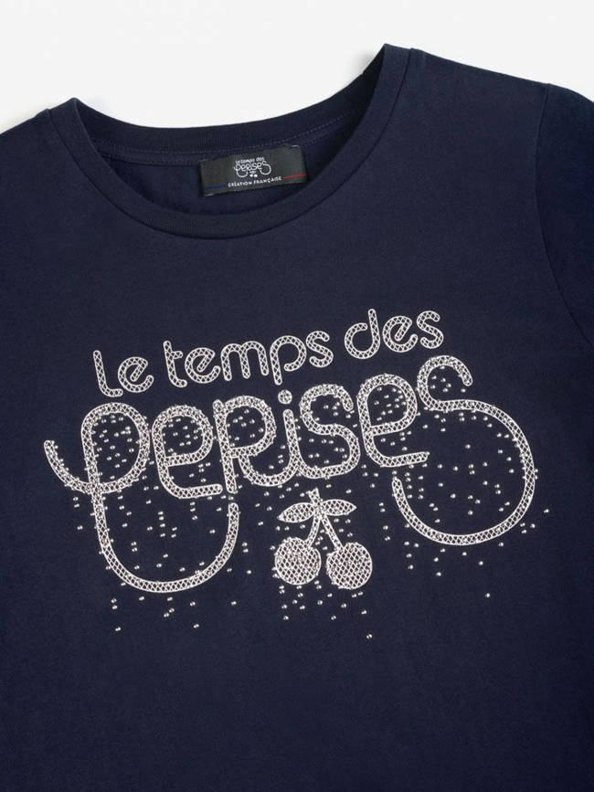 T-shirt martygi strass bleu marine fille - Le Temps Des Cerises