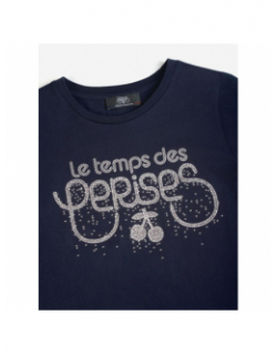 T-shirt martygi strass bleu marine fille - Le Temps Des Cerises