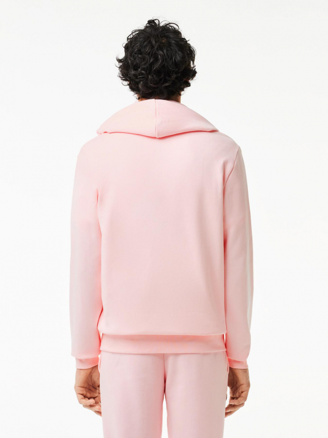 Sweat zippé à capuche core solid rose homme - Lacoste