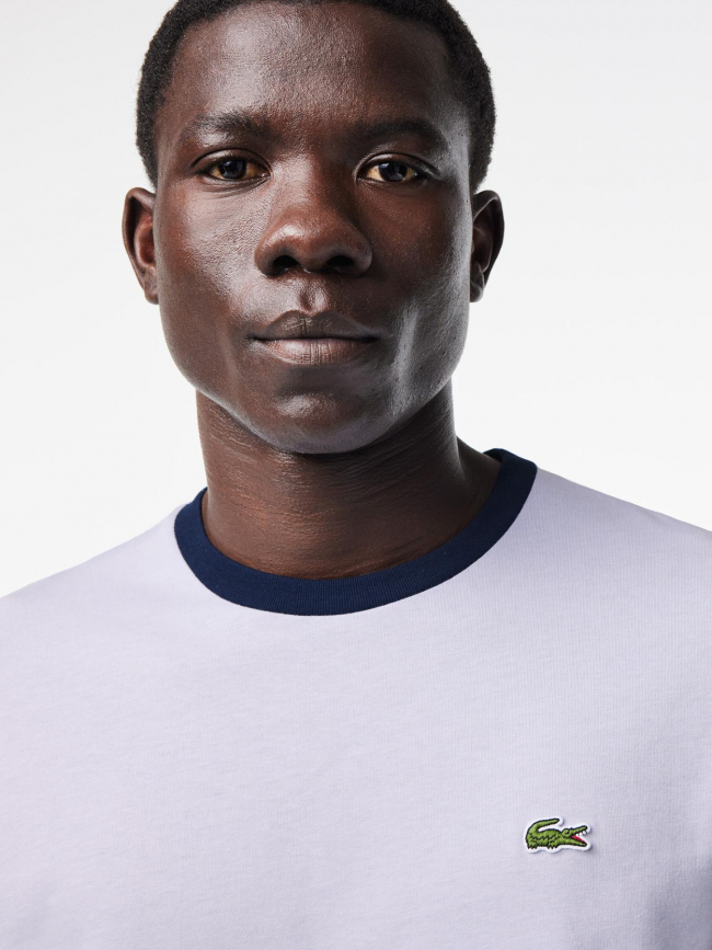 T shirt uni ecusson logo bleu claire homme Lacoste
