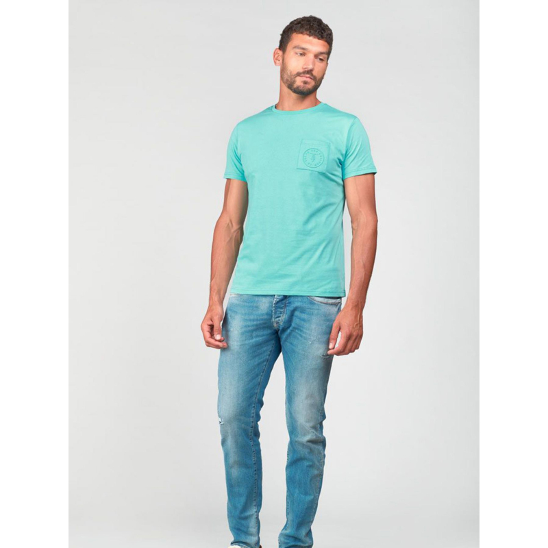 T-shirt paia poche bleu turquoise homme - Le Temps Des Cerises