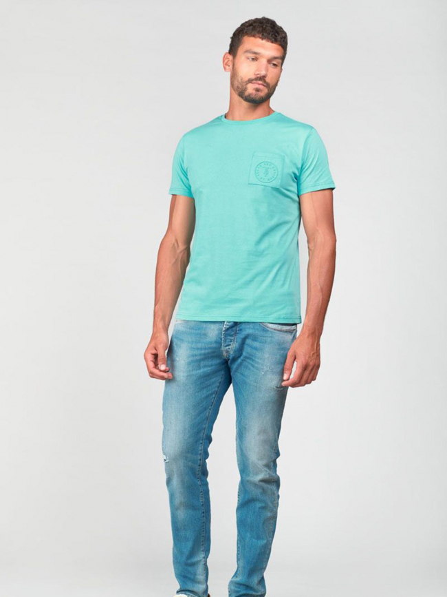 T-shirt paia poche bleu turquoise homme - Le Temps Des Cerises