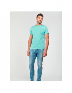 T-shirt paia poche bleu turquoise homme - Le Temps Des Cerises