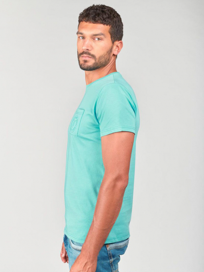 T-shirt paia poche bleu turquoise homme - Le Temps Des Cerises