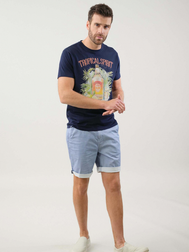 T-shirt tropical sprit bleu marine homme - Deeluxe