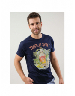 T-shirt tropical sprit bleu marine homme - Deeluxe