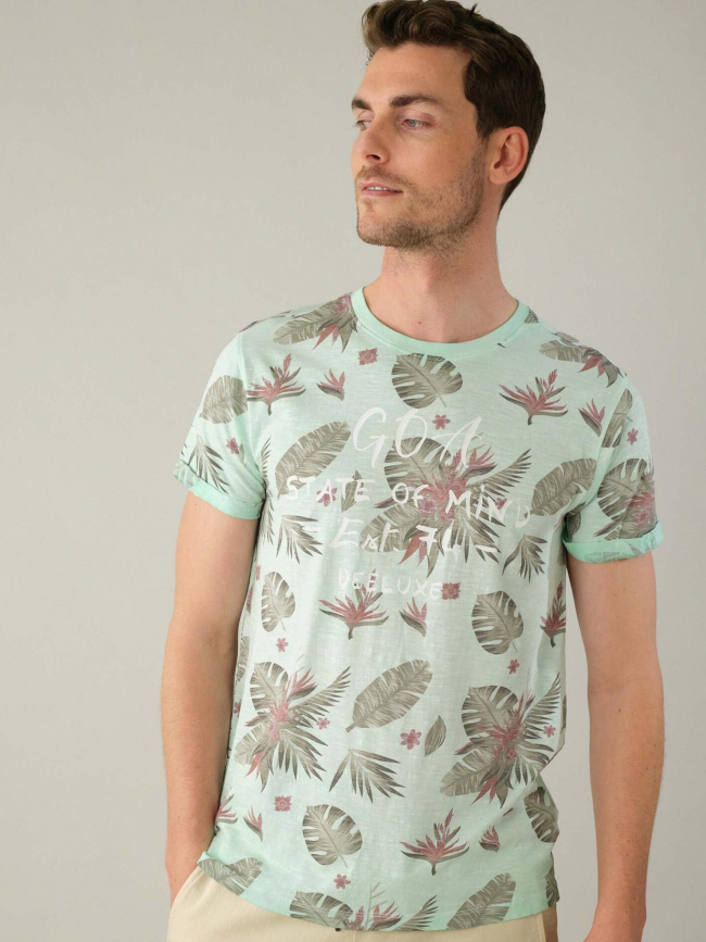 T-shirt balinese vert feuillage homme - Deeluxe