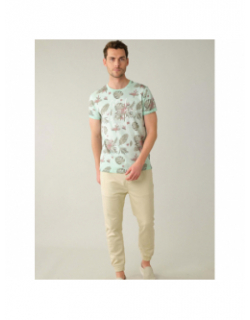 T-shirt balinese vert feuillage homme - Deeluxe