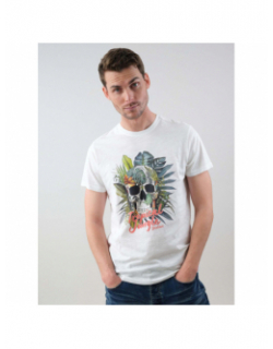 T-shirt hawaiki squelette blanc homme - Deeluxe