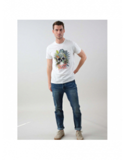 T-shirt hawaiki squelette blanc homme - Deeluxe