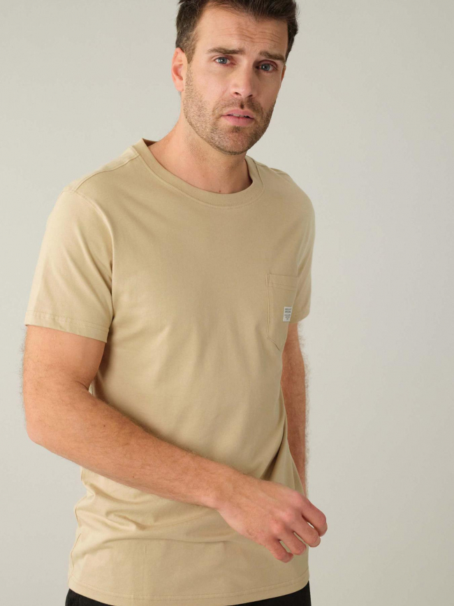 T-shirt poche logo basito beige homme - Deeluxe