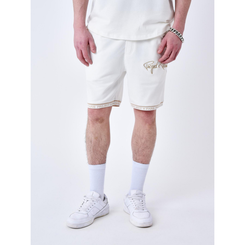 Short logo brodé crème homme - Project X Paris