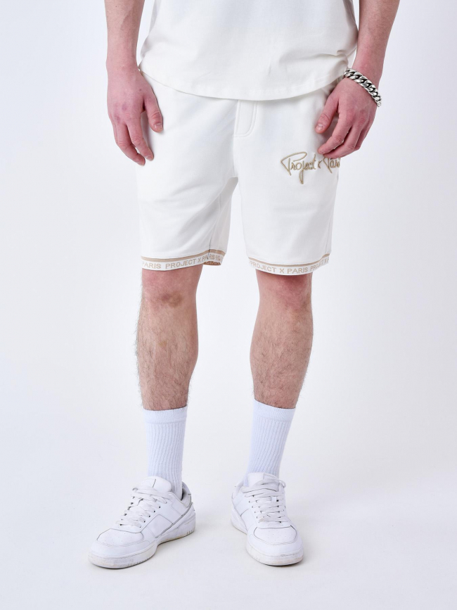 Short logo brodé crème homme - Project X Paris