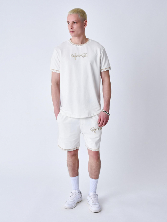 Short logo brodé crème homme - Project X Paris