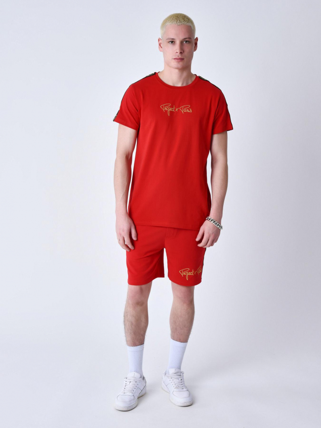 T-shirt logo brodé rouge homme - Project X Paris