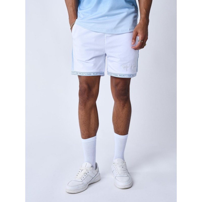 Short logo brodé blanc bleu homme - Project X Paris