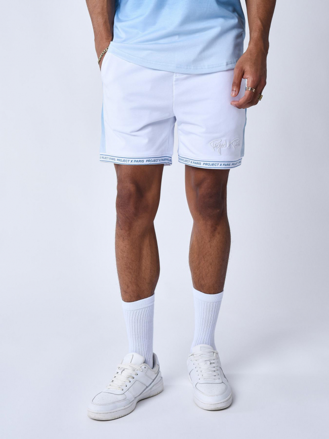 Short logo brodé blanc bleu homme - Project X Paris