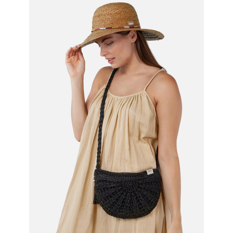 Sac bandoulière raphia theros noir femme - Barts