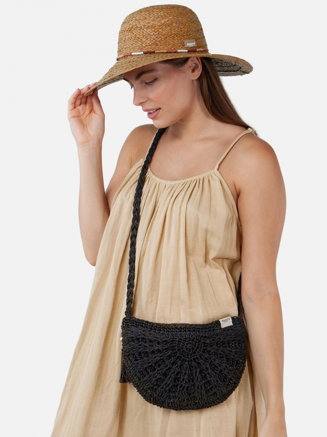 Sac bandoulière raphia theros noir femme - Barts