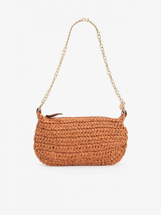 Sac bandoulière raphia dominica orange femme - Tiffosi