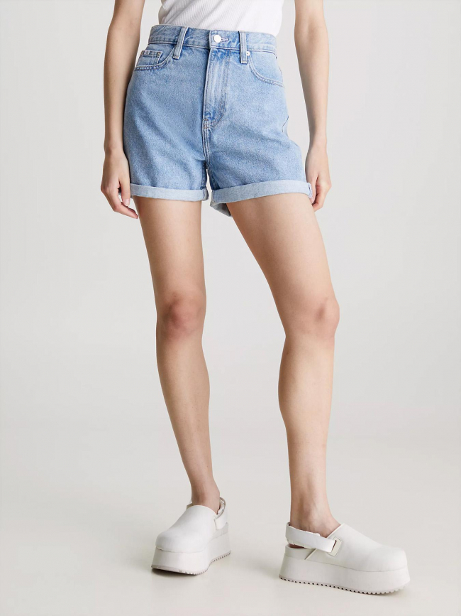 Short en jean mom taille haute bleu clair femme - Calvin Klein Jeans