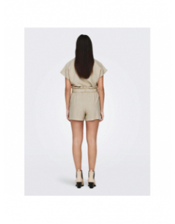 Short en lin fluide say beige femme - Jacqueline De Yong