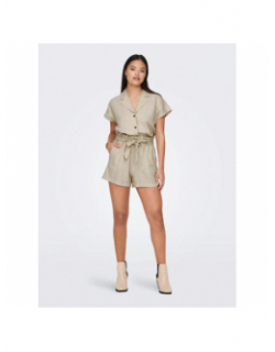 Short en lin fluide say beige femme - Jacqueline De Yong