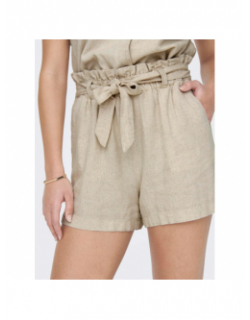 Short en lin fluide say beige femme - Jacqueline De Yong