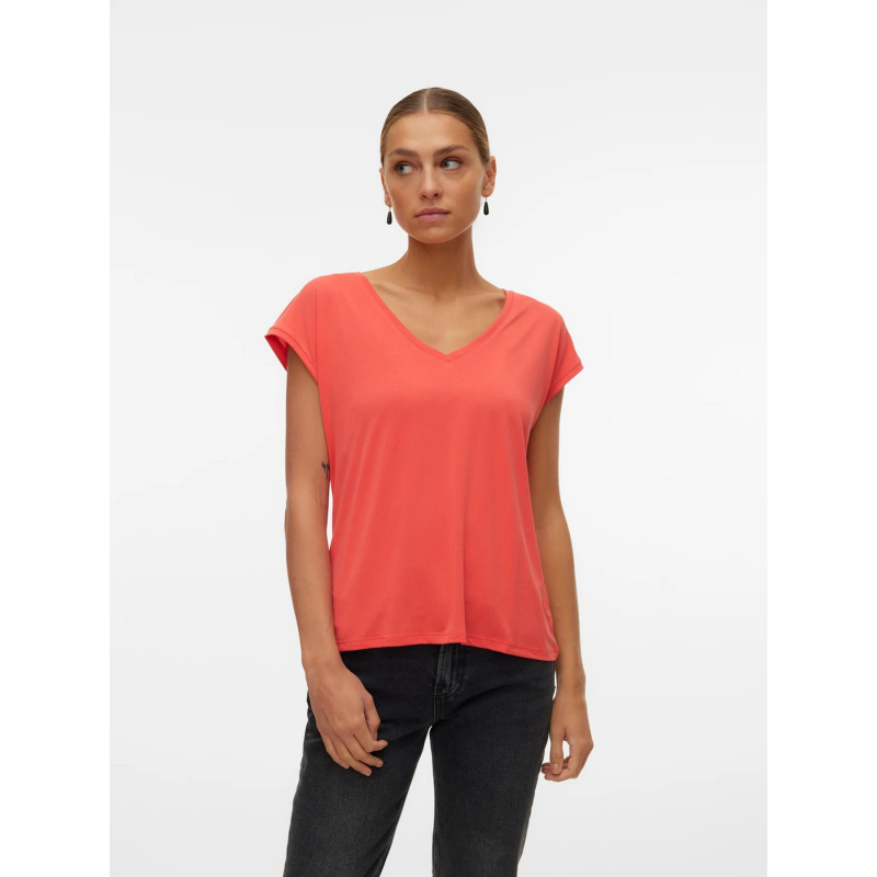 T-shirt col v filli orange femme - Vero Moda