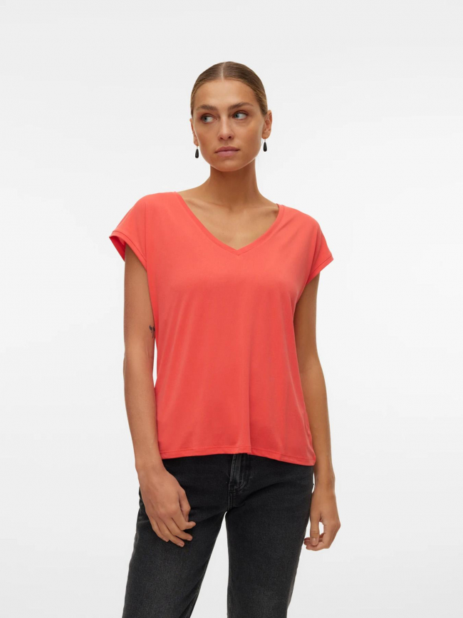 T-shirt col v filli orange femme - Vero Moda