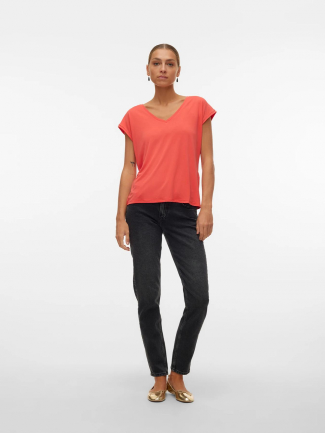 T-shirt col v filli orange femme - Vero Moda