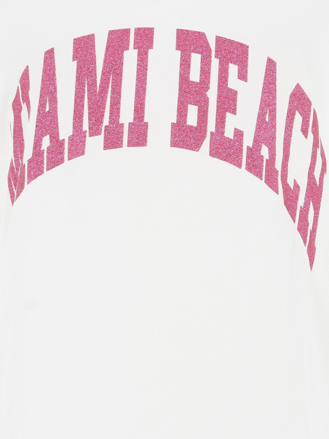 T-shirt col v kelly miami blanc rose femme - Only