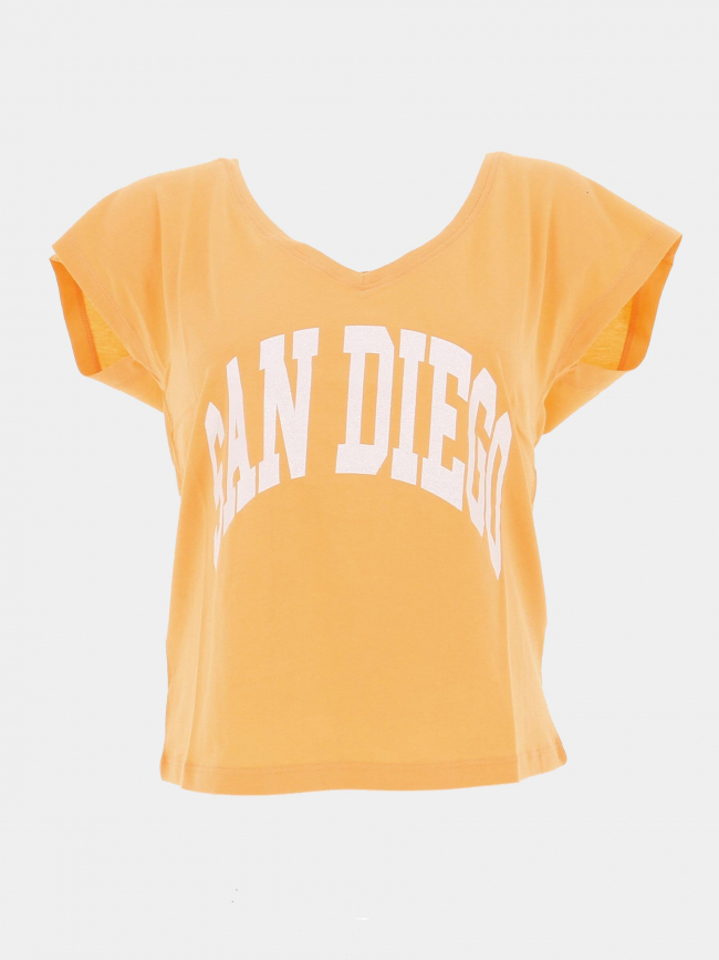 T-shirt col v kelly san diego orange blanc femme - Only