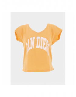 T-shirt col v kelly san diego orange blanc femme - Only