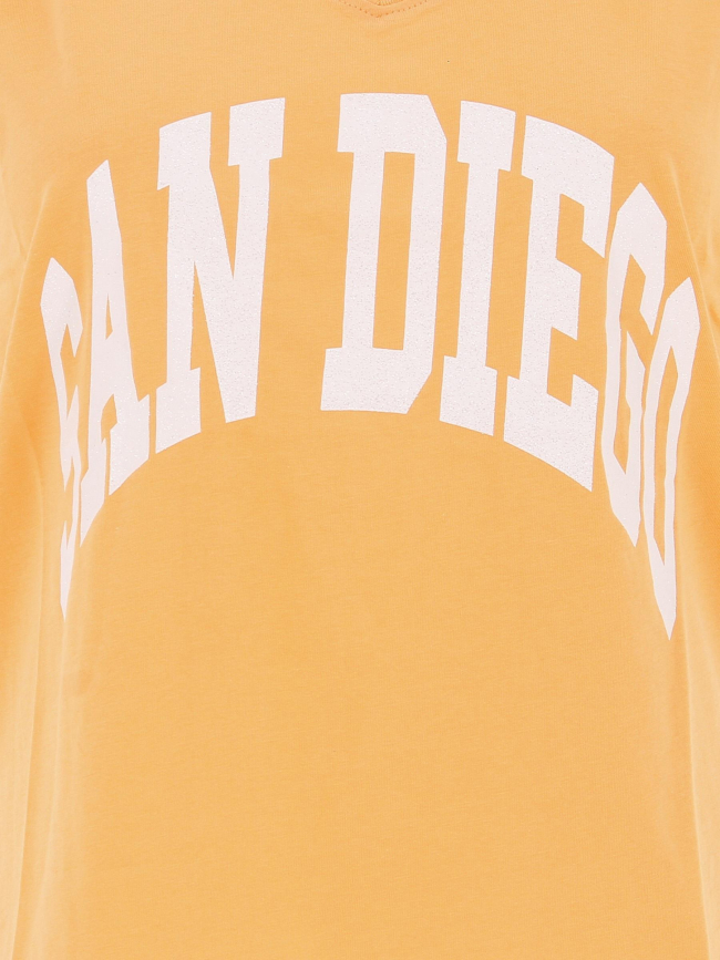 T-shirt col v kelly san diego orange blanc femme - Only