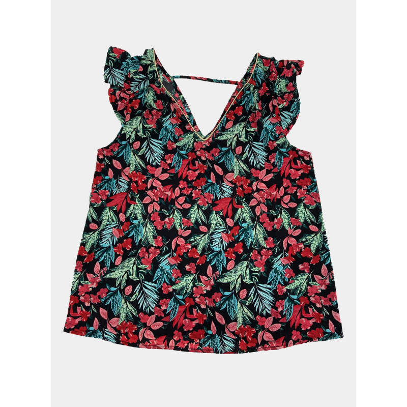 T-shirt à fleurs paula life noir rouge femme - Only