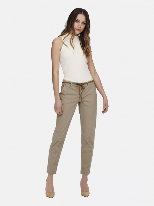 Pantalon chino droit evelyn beige femme - Only