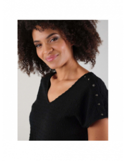 T-shirt col v kamili noir femme - Deeluxe